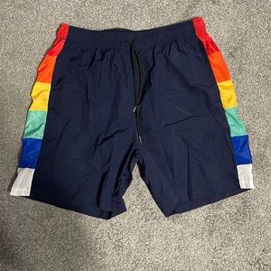 Color-block Athletic Shorts (Navy Base Color) | Men’s Medium | 6” in-seam